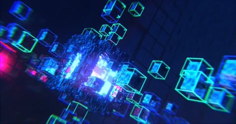 Blockchain technology concept. High tech information Stock Footage 208873045
