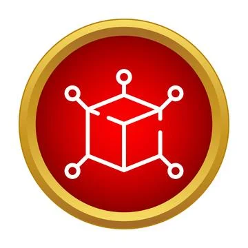 Blockchain technology concept with interconnected data cube icon 스톡 일러스트