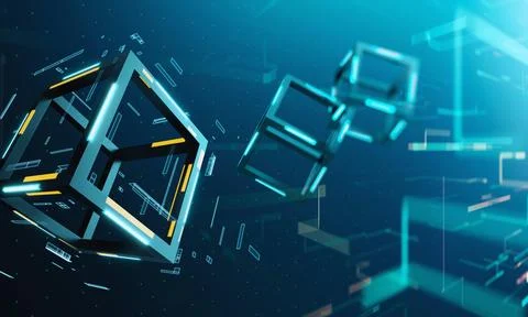 Blockchain technology concept Stockfoto's