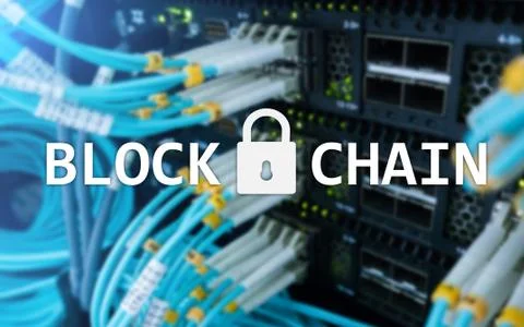 Blockchain technology Concept on server background. Data encryption. Stock Illustration