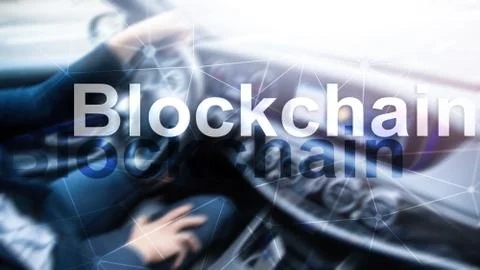 Blockchain technology Concept on server background. Data encryption Illustrazione stock