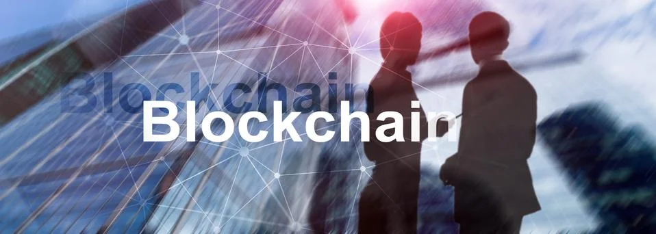 Blockchain technology Concept on server background. Data encryption. 스톡 사진