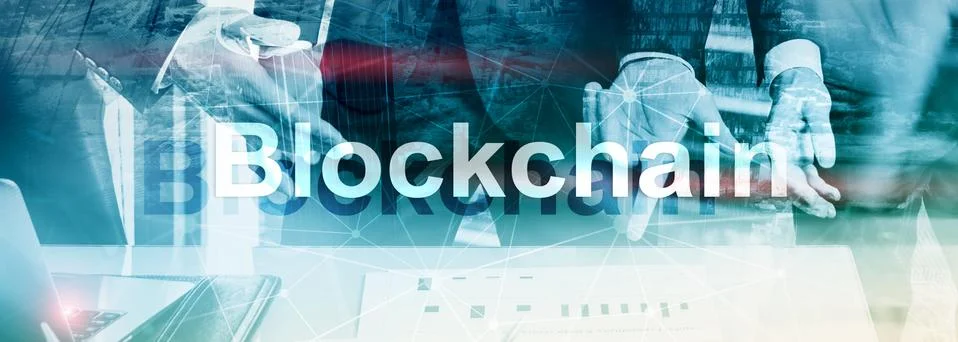 Blockchain technology Concept on server background. Data encryption. 스톡 사진