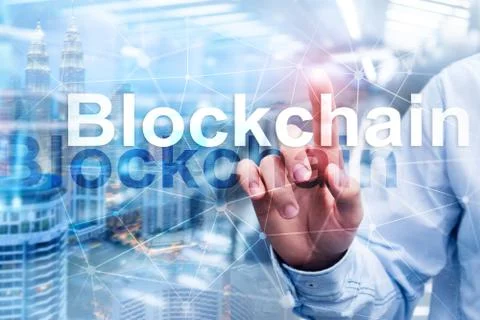 Blockchain technology Concept on server background. Data encryption. Foto stock