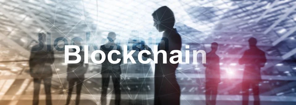 Blockchain technology Concept on server background. Data encryption. 스톡 사진