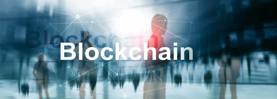 Blockchain technology Concept on server background. Data encryption. 스톡 사진