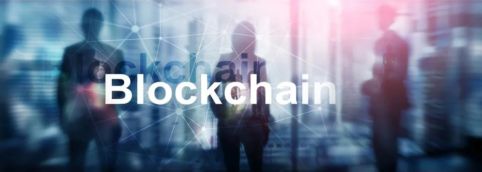 Blockchain technology Concept on server background. Data encryption. 스톡 사진