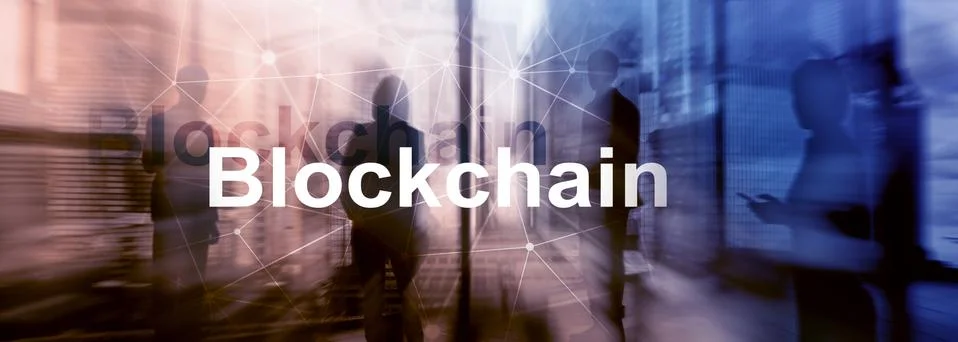 Blockchain technology Concept on server background. Data encryption 스톡 사진