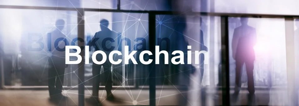 Blockchain technology Concept on server background. Data encryption. 스톡 사진