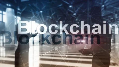 Blockchain technology Concept on server background. Data encryption. 스톡 사진
