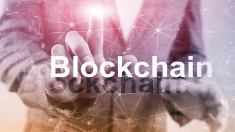 Blockchain technology Concept on server background. Data encryption Foto stock