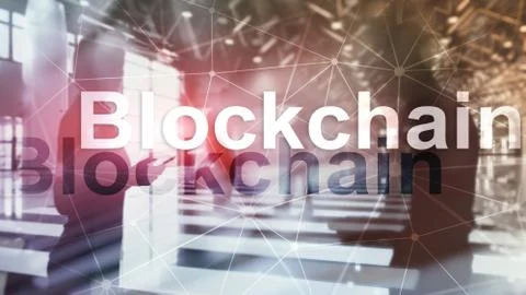 Blockchain technology Concept on server background. Data encryption. 스톡 사진