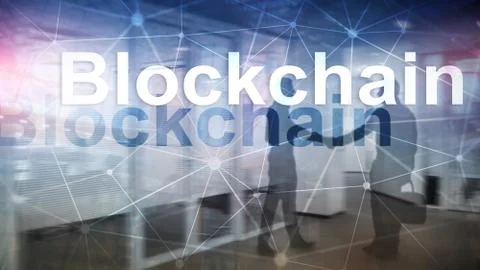 Blockchain technology Concept on server background. Data encryption. 스톡 사진