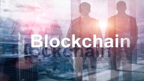 Blockchain technology Concept on server background. Data encryption 스톡 사진