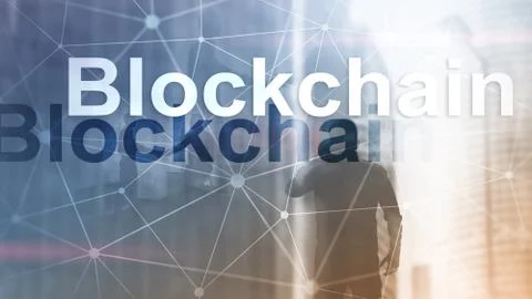 Blockchain technology Concept on server background. Data encryption. 스톡 사진