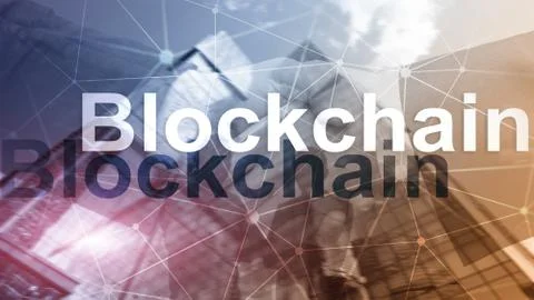 Blockchain technology Concept on server background. Data encryption. 스톡 사진