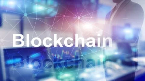 Blockchain technology Concept on server background. Data encryption. 스톡 사진