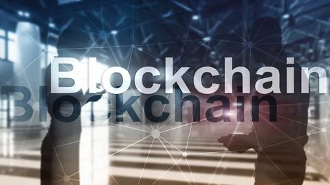 Blockchain technology Concept on server background. Data encryption. 写真素材