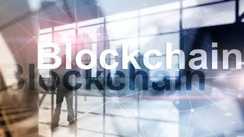Blockchain technology Concept on server background. Data encryption 写真素材