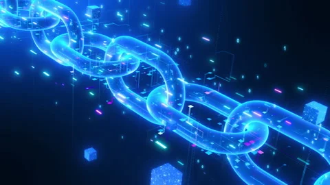 Blockchain technology concept Transparent decentralized storage system. intercon Video stock 260610823