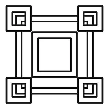 Blockchain technology connecting blocks with lines forming a square shape Stock Illustration