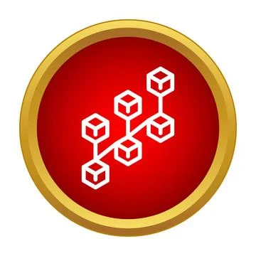 Blockchain technology connecting data blocks in a network Stock Illustration