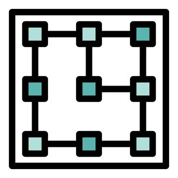 Blockchain technology connecting digital blocks in secure network grid Stock Illustration