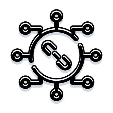 Blockchain technology connecting digital data network nodes Stock Illustration