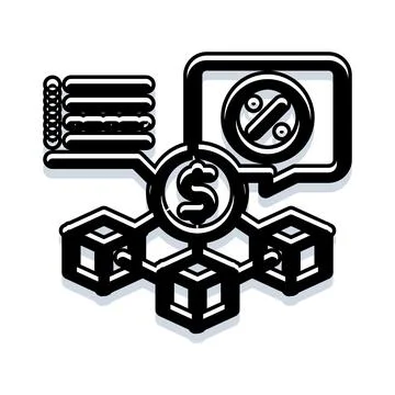 Blockchain technology connecting financial data and interest rates Stock Illustration