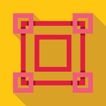 Blockchain technology connecting squares with lines on yellow background Stock Illustration