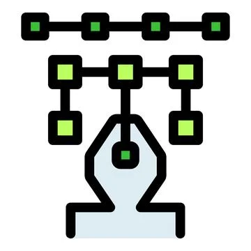 Blockchain technology connecting squares with pen tool symbolising digital ar Illustrazione stock