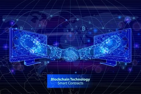Blockchain Technology Contracts Poster Vector 스톡 일러스트