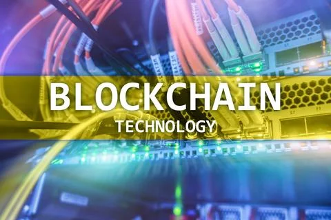 Blockchain technology, cryptocurrency mining Big data cerver room Stock Photos