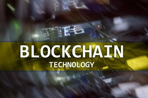 Blockchain technology, cryptocurrency mining. Stock Illustration