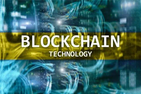 Blockchain technology, cryptocurrency mining. Server room Illustrazione stock