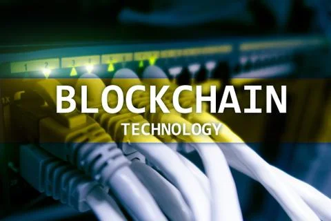 Blockchain technology, cryptocurrency mining. Server room data cener Stock Illustration