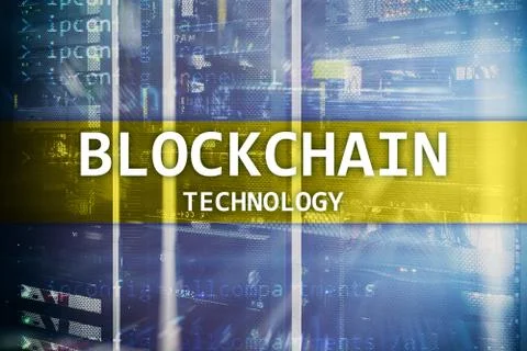 Blockchain technology, cryptocurrency mining server room data Foto stock