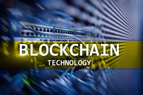 Blockchain technology, cryptocurrency mining server room data Foto stock