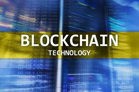 Blockchain technology, cryptocurrency mining Server room data cener Foto stock