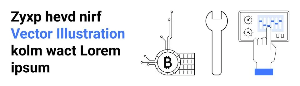 Blockchain technology, cryptocurrency tools, fintech solutions, digital payme Stock Illustration