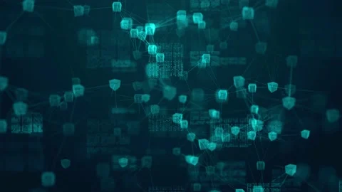 Blockchain technology decentralized DeFi secure digital network crypto bitcoin Stock Footage 157375966