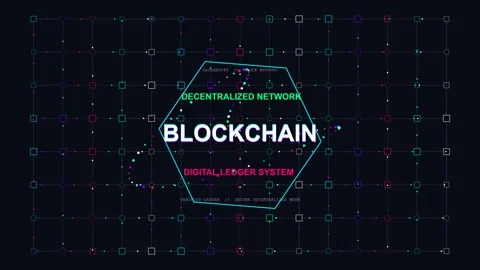 Blockchain technology digital ledger network hud animation with decentraliz.. Stock-Footage 347147362