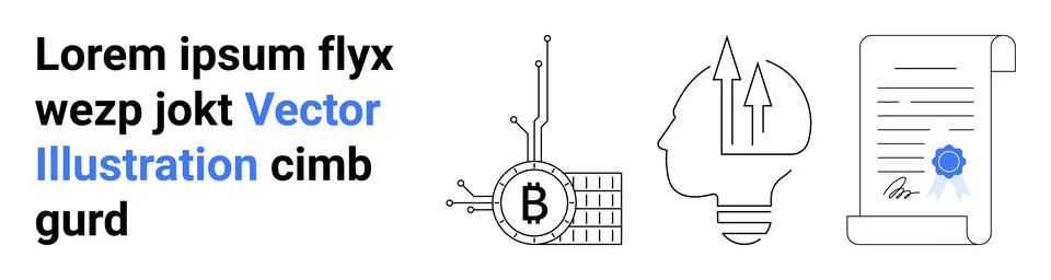 Blockchain Technology Elements and Growth Ideas Represented in a Modern Desig Stock Illustration