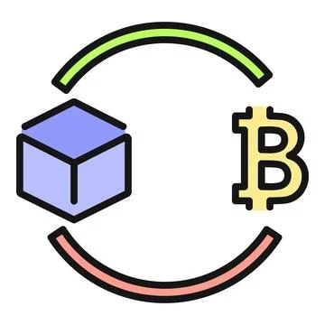 Blockchain technology exchanging digital currency bitcoin icon Stock Illustration