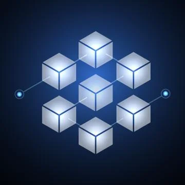 Blockchain technology fintech cryptocurrency block chain server abstract back 스톡 일러스트