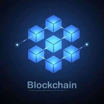 Blockchain technology fintech cryptocurrency block chain server abstract back Stock Illustration