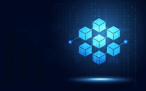 Blockchain technology fintech cryptocurrency block chain server abstract ba.. Stock Illustration