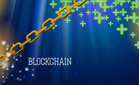 Blockchain technology, green pluses. Data network crypto mining background イラスト素材