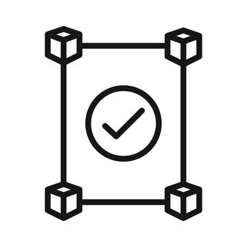 Blockchain technology icon Black line art vector logo Stock Illustration