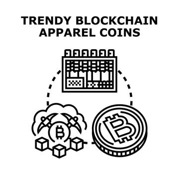 Blockchain technology integrating cryptocurrency mining and financial data Stock Illustration